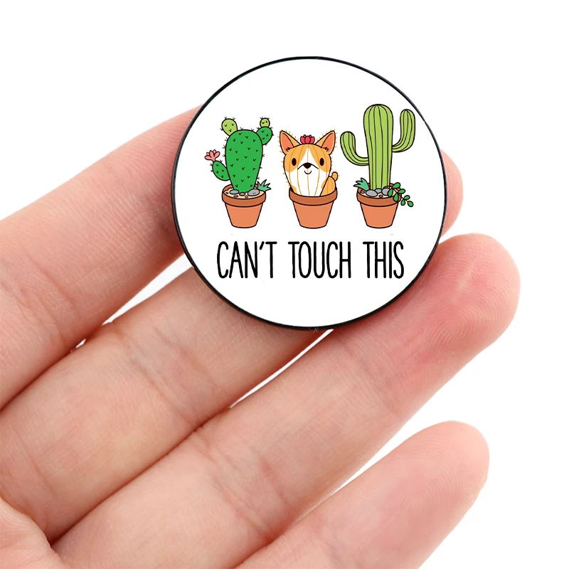 

Cactus Corgi Printed Pin Custom Funny vintage Brooches Shirt Lapel teacher Bag Cute Badge Cartoon pins for Lover Girl Friends