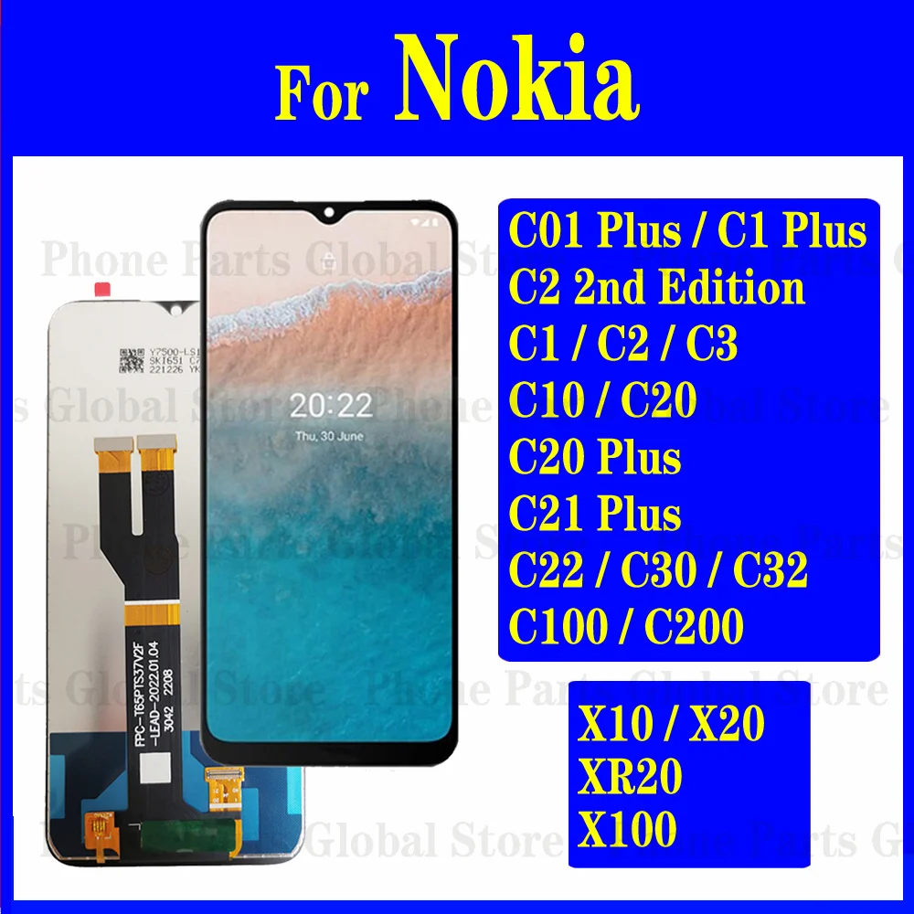 ЖК-дисплей для Nokia C01 Plus C1 C2 C3 C10 C20 C21 C22 C30 C32 C100 C200 X10 X20 X100 XR20 ЖК-экран с сенсорным