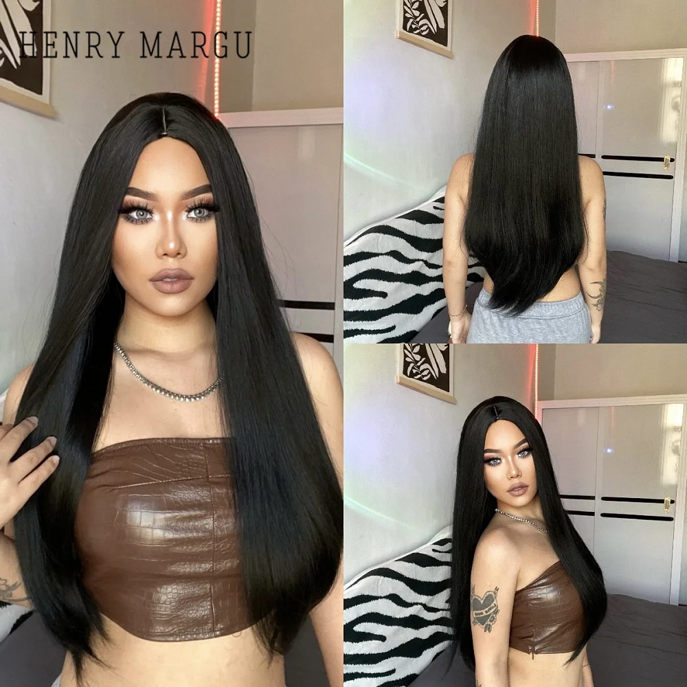 

Парик из длинных прямых черных синтетических волос для косплея, Хэллоуина