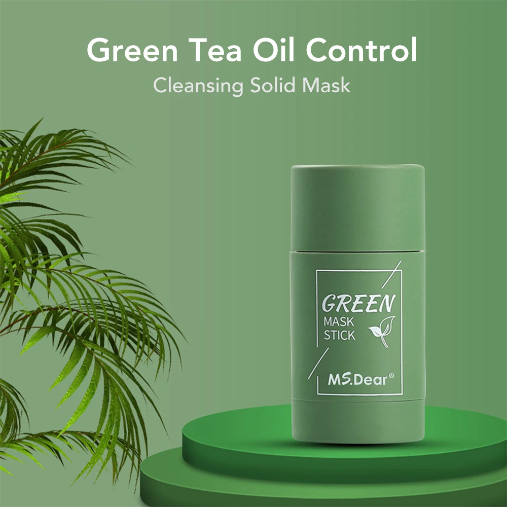 

Green Tea Mask Solid Face Mask Stick Oil Control Moisturizing Cleansing Mask Acne Treatment Blackhead Remover Pore Purifying