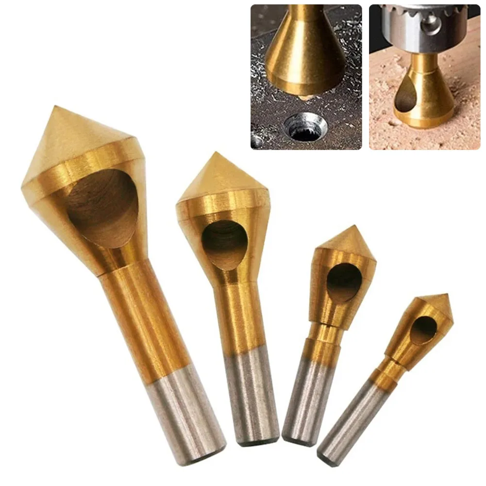 

Titanium Coated Countersink & Deburring Center Drill Bits 2-5 5-10 10-15 15-20mm Hole Expanding Chamfering Metal Wood Cutting