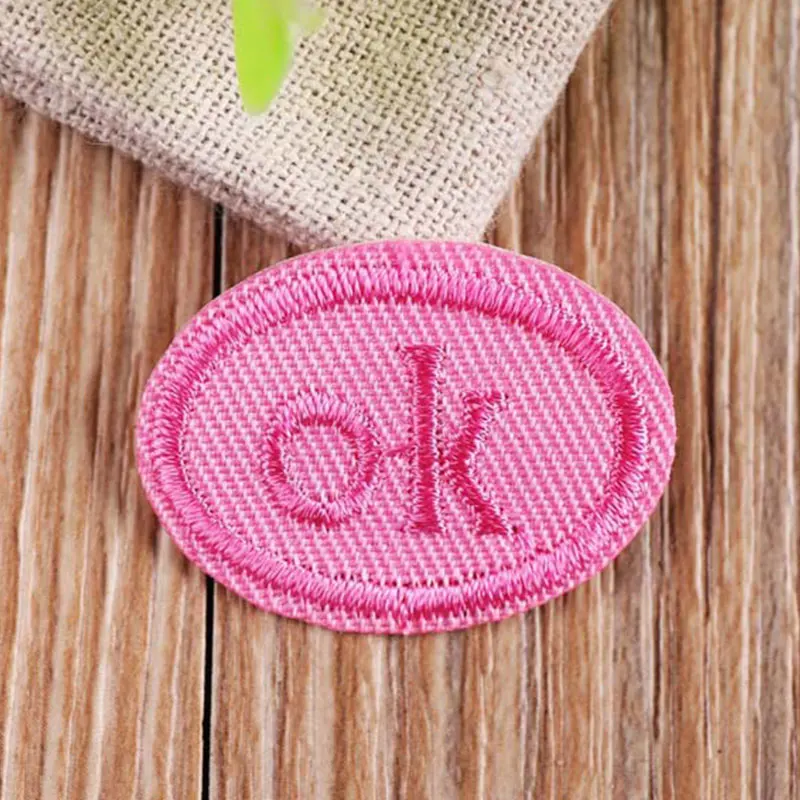 

Multicolor Oval ON Cloth Patches For Clothing Creative Personality DIY Clothes OK Embroidered Patch Handmade Sewing Accessories