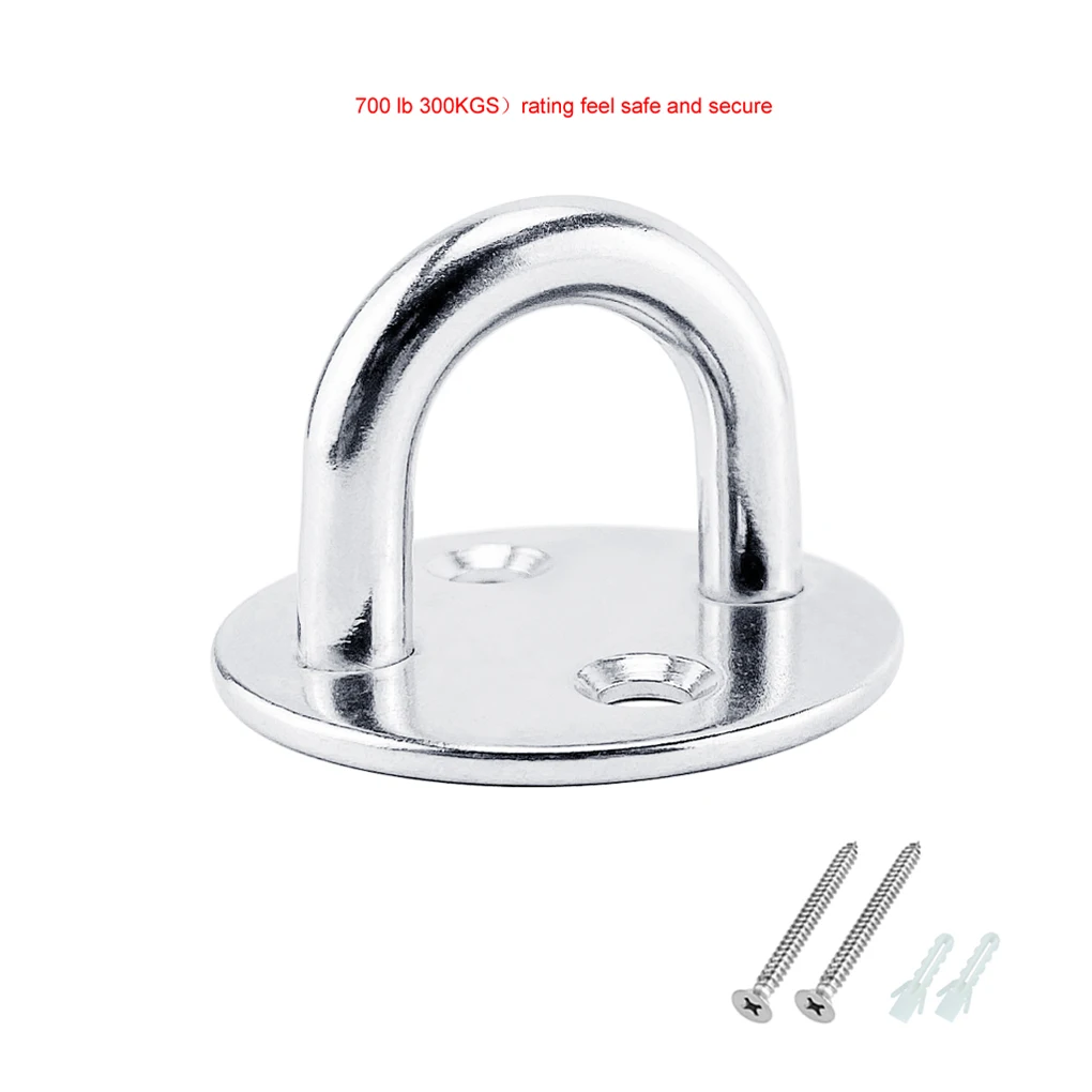 

2 Pieces Eye Pad Plate Stainless Steel Round Hanging Hooks Hardware
