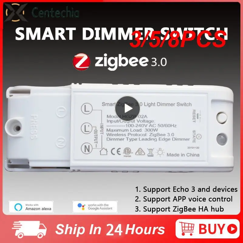 

3/5/8PCS Open Circuit Protection Dimmer Module 300w Zigbee Dimmer Rubber Cable Light Switch No Flash Frequency
