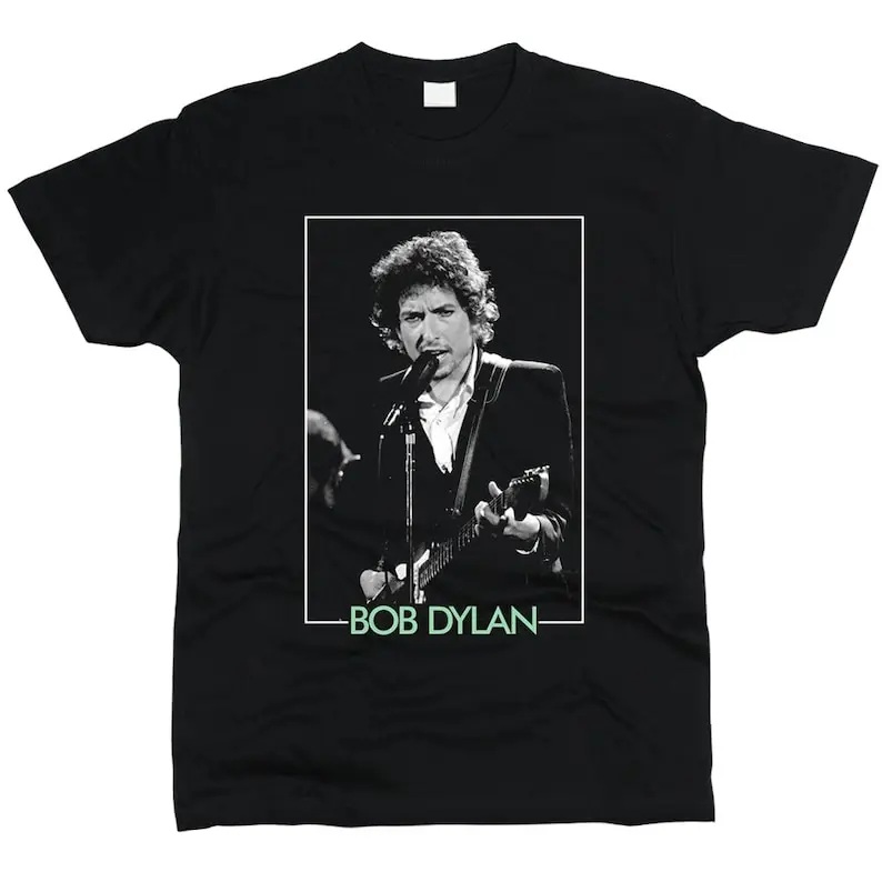 Боб Дилан Тяжелая 190 gsm хлопковая черная Мужская футболка