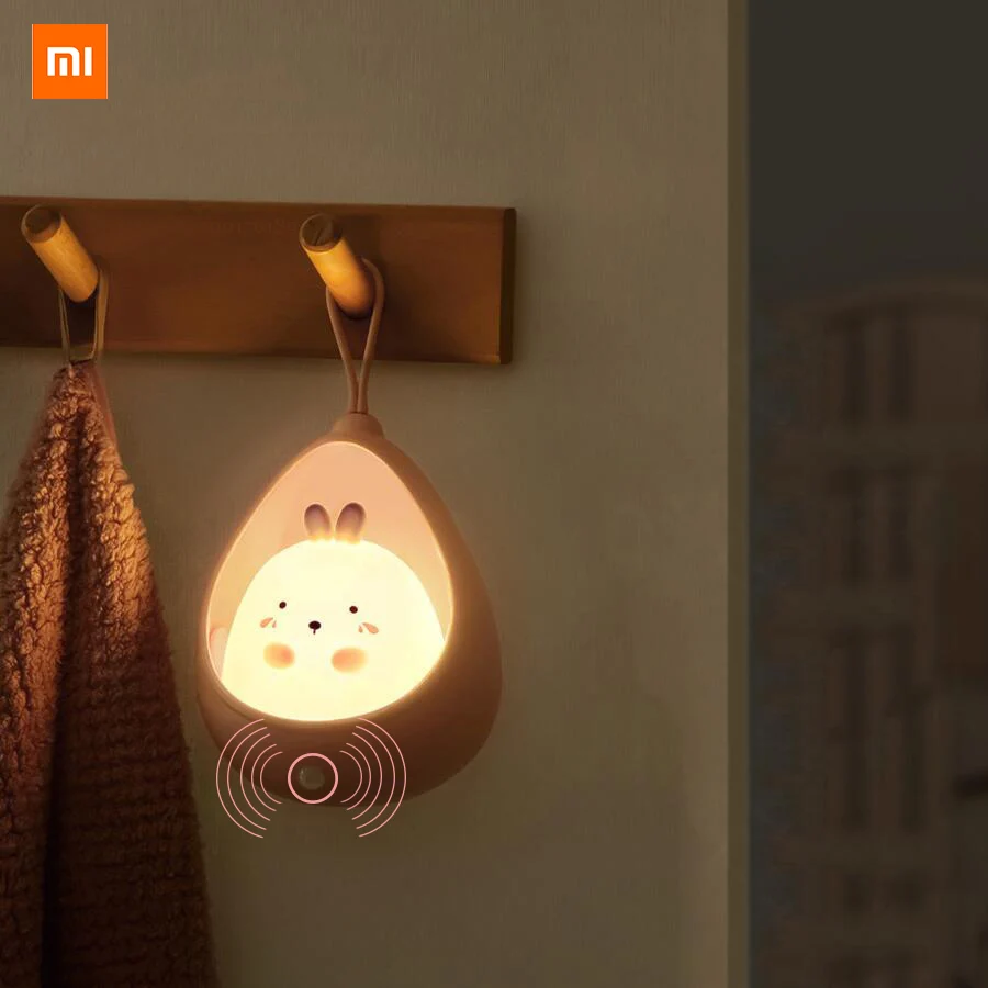 

Xiaomi LED Night Light Sensor Control cute animal Human Induction lamp Kids Bedroom USB Rechargeable Silicone wall lights