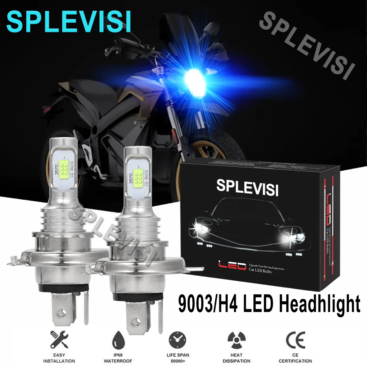 

2PCS Ice Blue 35W LED Headlight Hi Low Beam For Zero SR S DSR DS 2009 2010 2011 2012 2013 2014 2015 2016 2017 2018- 2020 2021-22