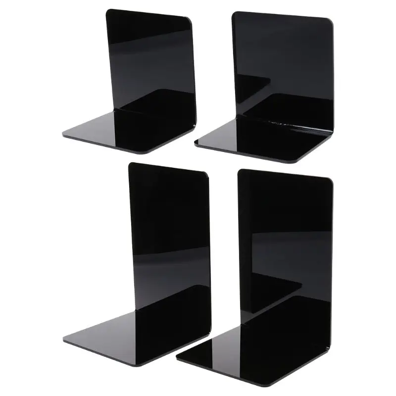 

ESTD 2Pcs Black Acrylic Bookends L-shaped Desk Desktop Book Holder School S