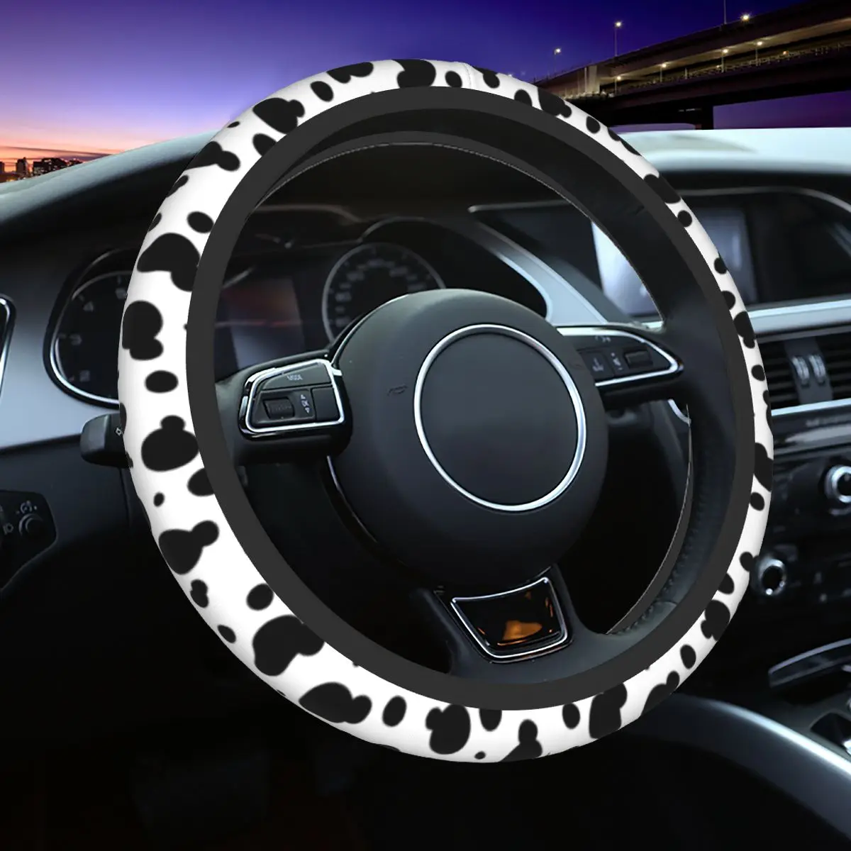 

Cow Print Pattern Car Steering Wheel Cover 38cm Universal Steering Wheel Protective Cover Colorful Car-styling Car Accessories