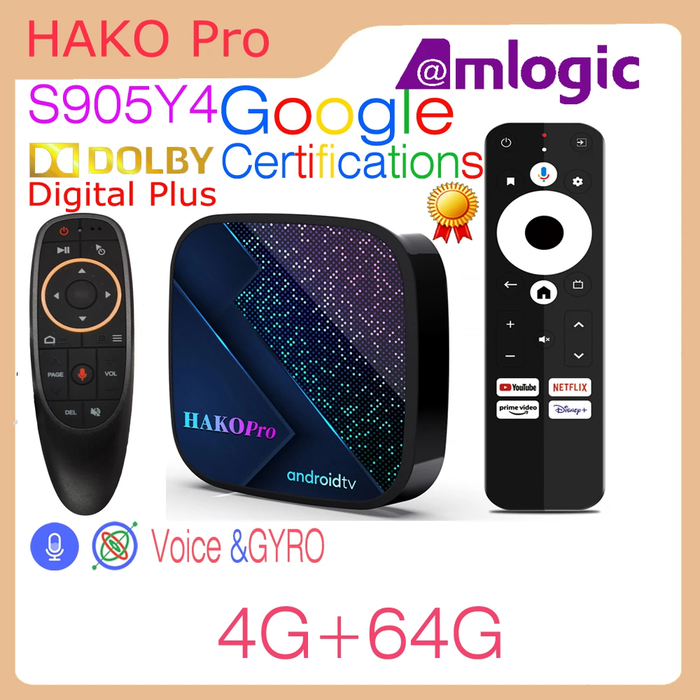 

HAKO Pro четырехъядерный процессор Amlogic S905Y4 2 ГБ 4 ГБ 16 ГБ 32 ГБ 64 Гб 100M LAN Dolby Двойной Wi-Fi BT5.0 4K HDR Smart TV Box Android 11 H96 Max