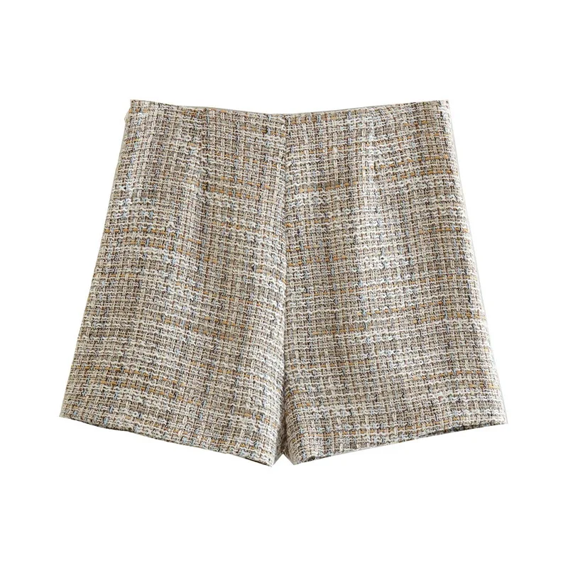 Женский твидовый комплект из 2 предметов с двубортным приталенным пиджаком и