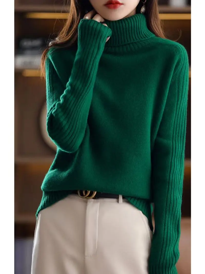 

Limiguyue Knitted Turtleneck Sweater Elegant Knitwear Autumn Winter Cashmere Women Pullover Casual Simple Loose Jumpers J927