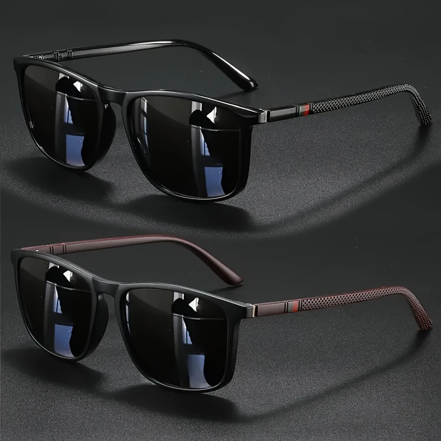 2pcs Luxury Square Vintage Polarized Cycling Sunglasses Men Women Fashion Travel Driving Fishing Sun Glasses Male Eyewear UV400