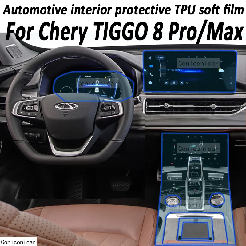 

For Chery Tiggo 8 Pro Max 8 Pro 2023 2022 TPU Car Gearbox Penal Dashboard Navigation Screen Interior Protective Film Sticker