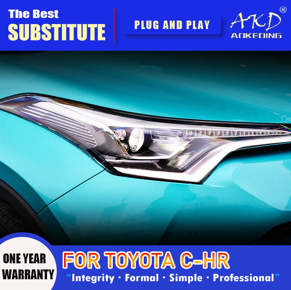 Фара AKD для Toyota C-HR светодиодная фара 2018-2021 фары CHR DRL указатель поворота дальний