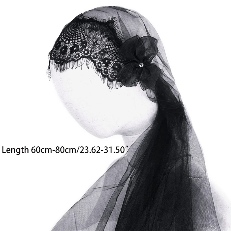 Легкая вуаль-мантилья с кружевной отделкой для платка на голову модный тюль