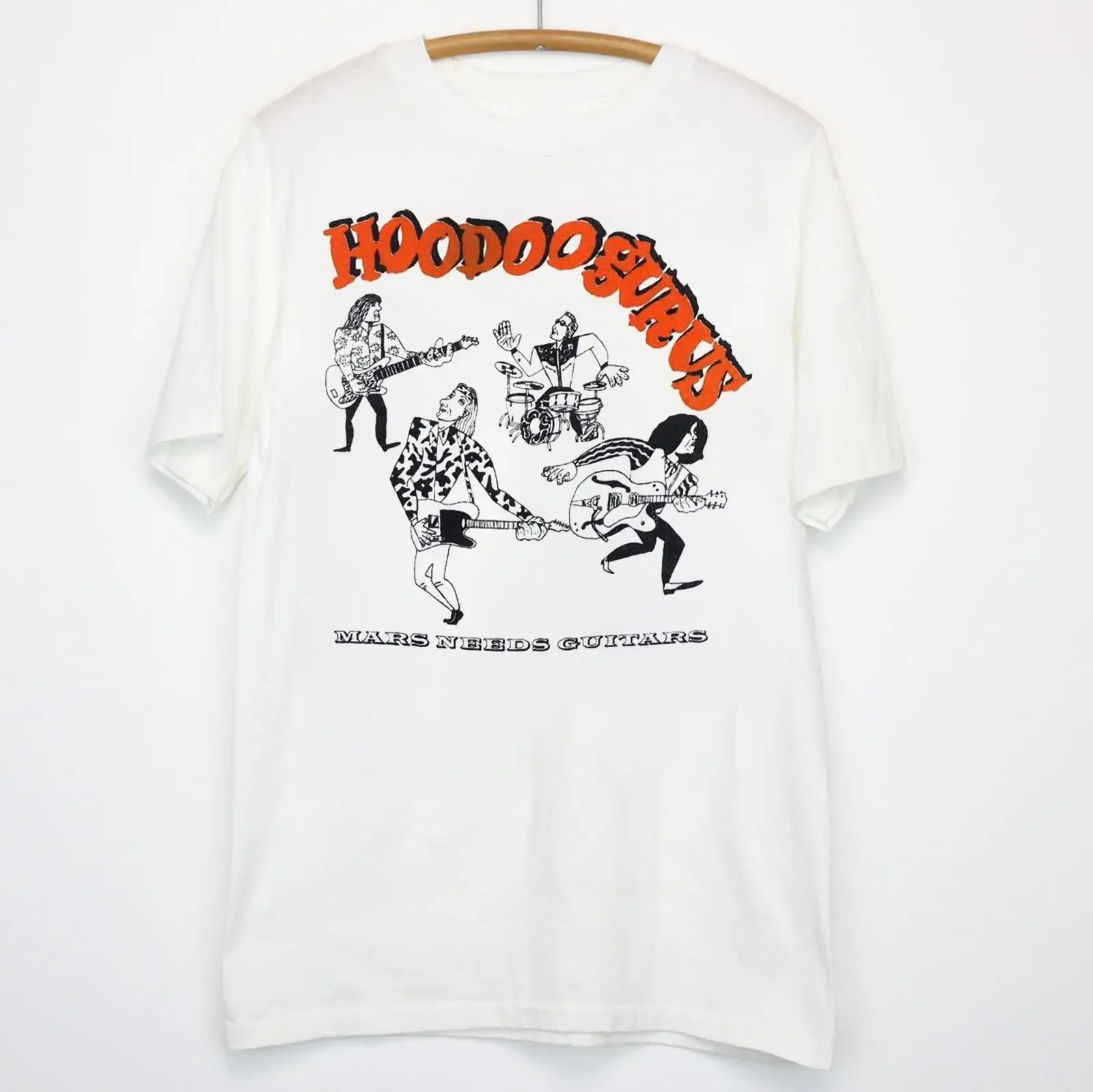 Редкая футболка Hoodoo Gurus Mars требует гитар 1985 Белый от S до 5XL подарок Вентиляторы TM793