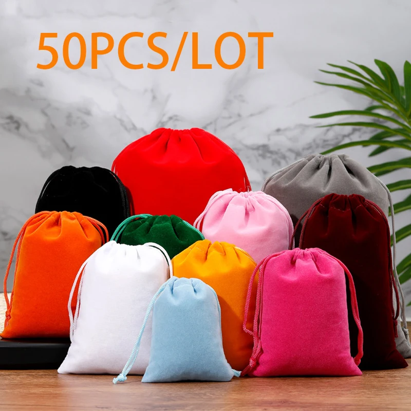

50Pcs/Lot Flannelette Bundle Pocket Draw Rope Jewelry Jewelry Bag Headphone Storage Bag Gift Wrap Dust Proof Small Cloth Bag