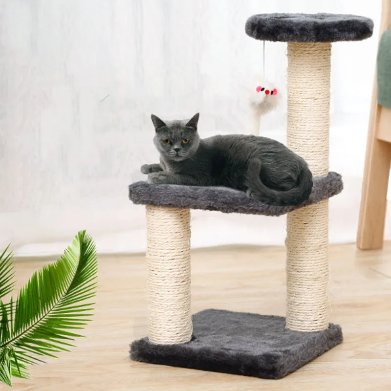 

Sisal Cat Climbing Frame Toy Three-column Three-layer Square Plate Disc Grinding Claws Pet Cat Scratcher Tree Jumping Platform