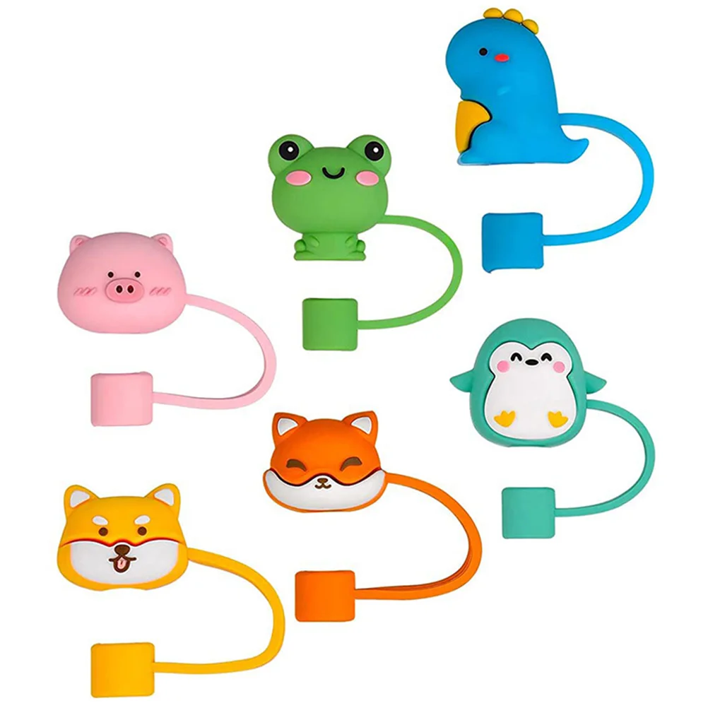 

6 шт., силиконовые крышки для трубочек