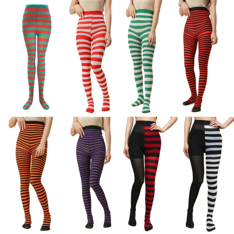 

Christmas Halloween Colorful Striped Tights Pantyhose Cosplay Costume Accessory