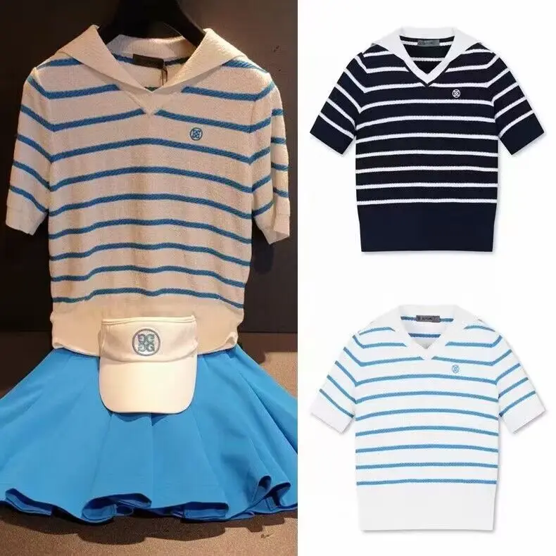 

Golf women's crew neck striped sports short sleeve knit top for women