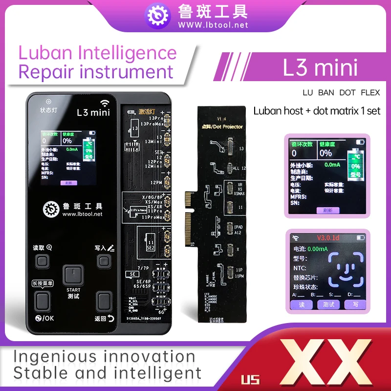 

LuBan L3 MINI Dot Matrix Projector Programmer For iPhone 6 6s 7 8 X XR XS 11 12 13 PRO MAX 11PRO MINI Face Flex Replace Repair