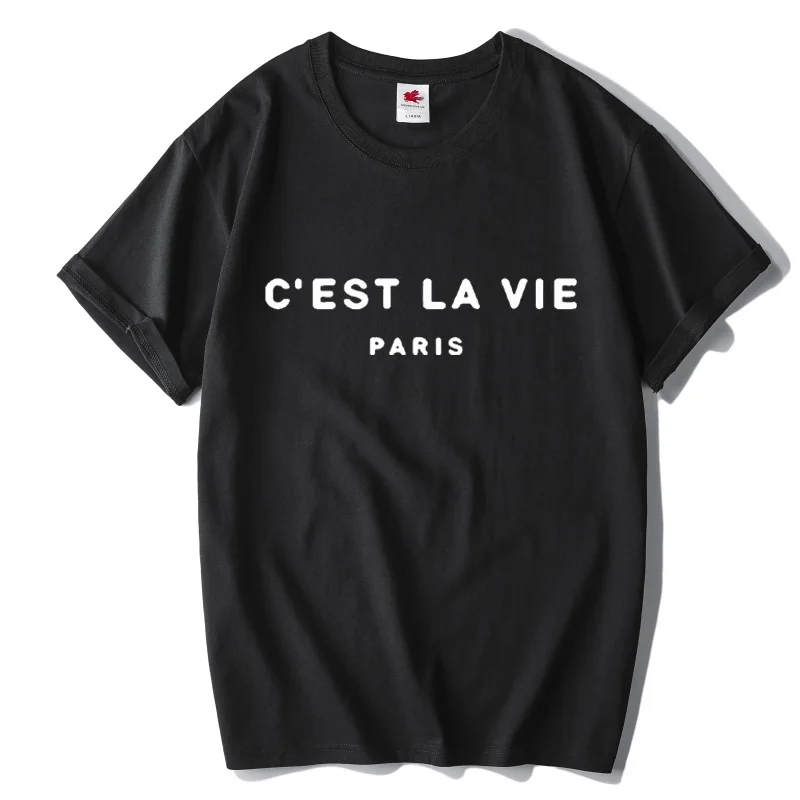 

French fashion women's simple style letter printed Paris high quality cotton T-shirt Long skirt summer office versatile dress