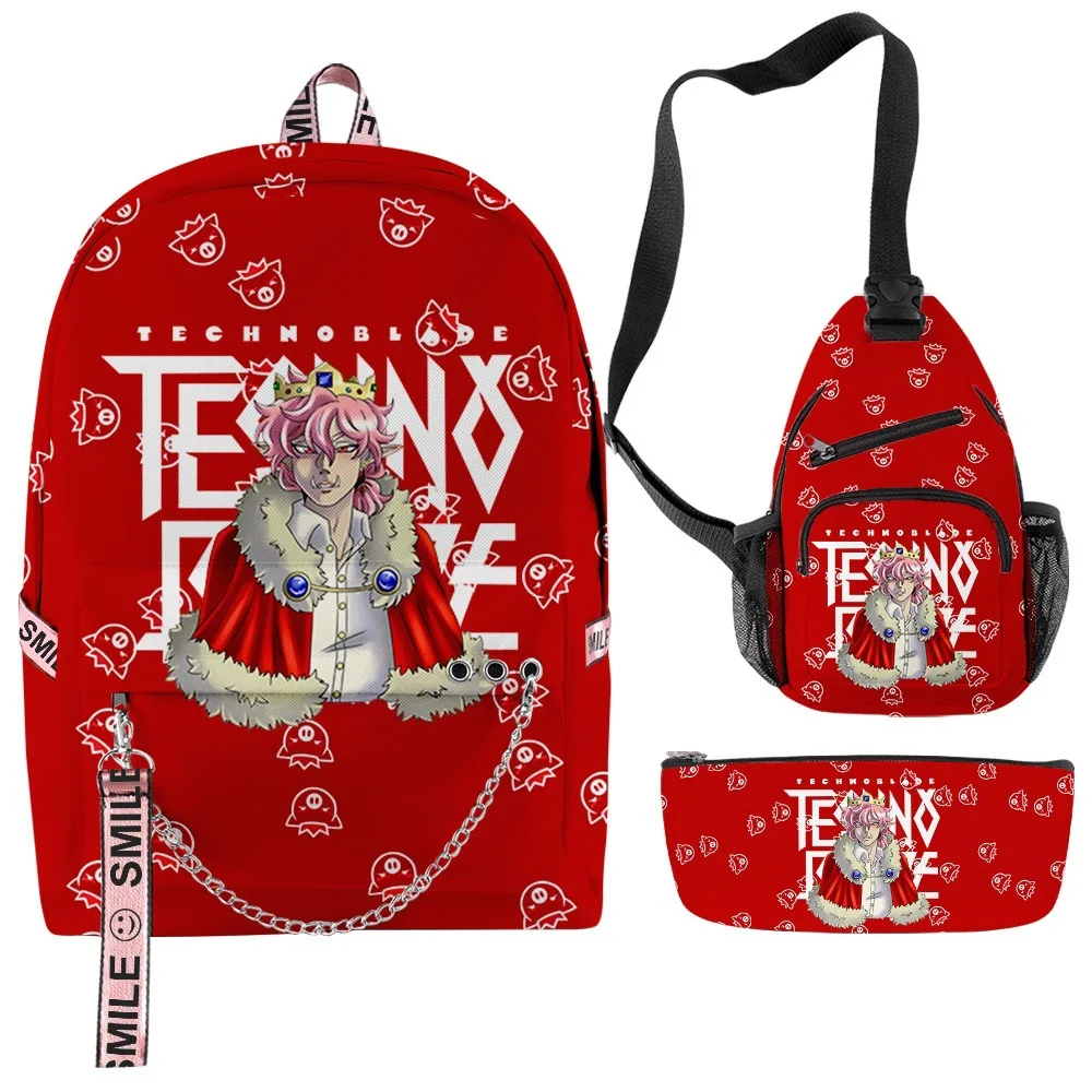 

Creative Fashion Novelty technoblade 3D Print 3pcs/Set Student School Bags multifunction Travel Backpack Chest Bag Pencil Case