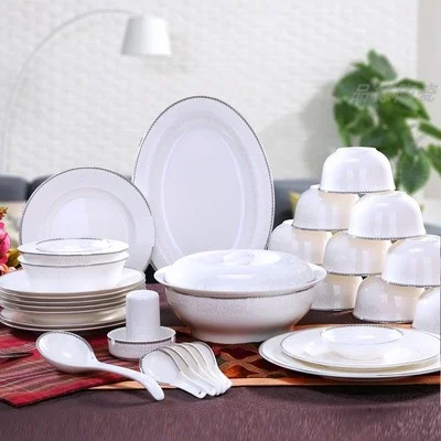 

Household Ceramic Dishware European Entry Lux Bone China High-End Bowl Dish Housewarming Gift Set
