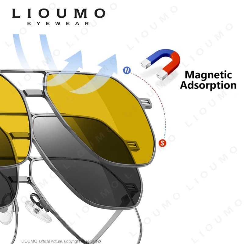 LIOUMO Высокое качество 3 в 1 магнитная клипса очки с защитой от синего света мужские