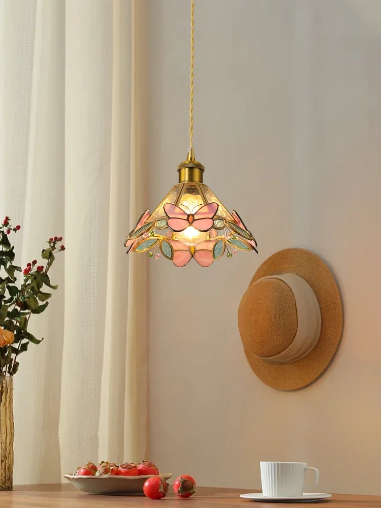 Современная эмалированная маленькая люстра из стекла Тиффани для спальни