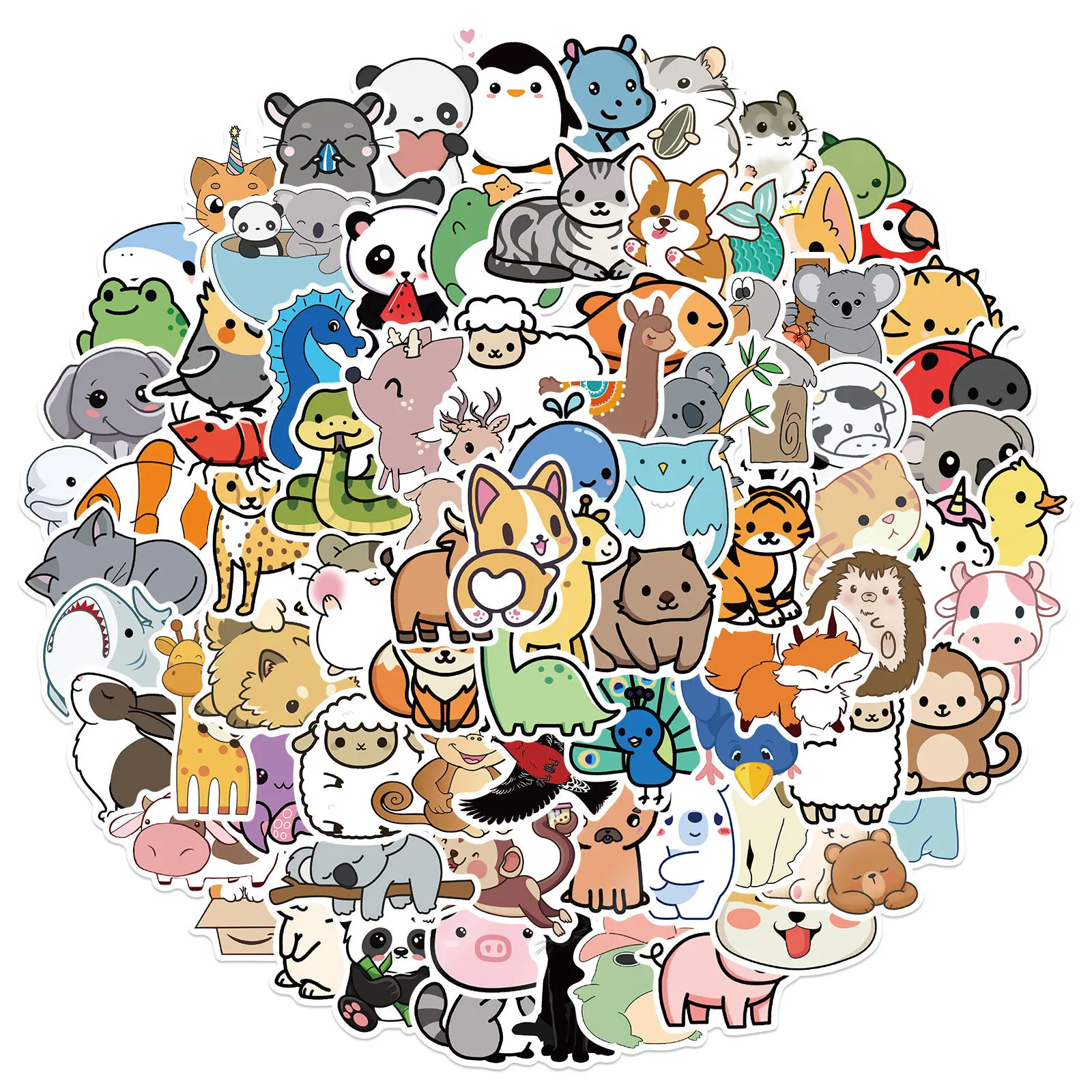 

10/30/50/100 cartoon natural animals collection graffiti stickers decorative luggage waterproof without stickers