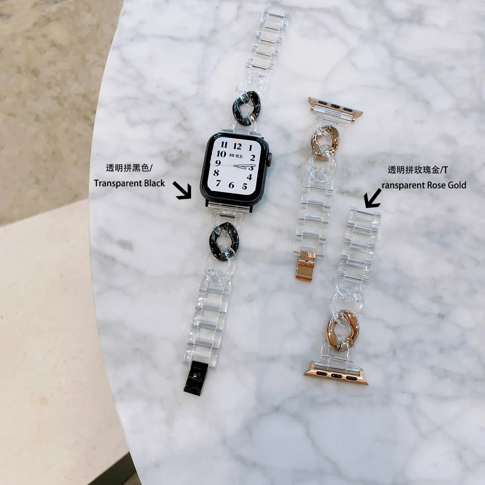 

Ремешок для iwatch 12 Apple Watch, Apple Watch 123456se, прозрачный металлический ремешок с прострочкой, S118