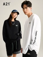 a21 couple clothing women fashion oversize 100 cotton pullover sweatshirt autumn 2022 new casual baggy printed long sleeve tops