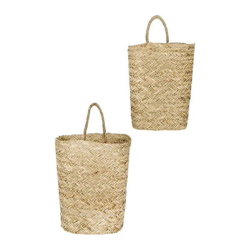 

free shipping Creative Co-Op Handwoven Beige Seagrass Wall Baskets (Set of 2 Sizes)