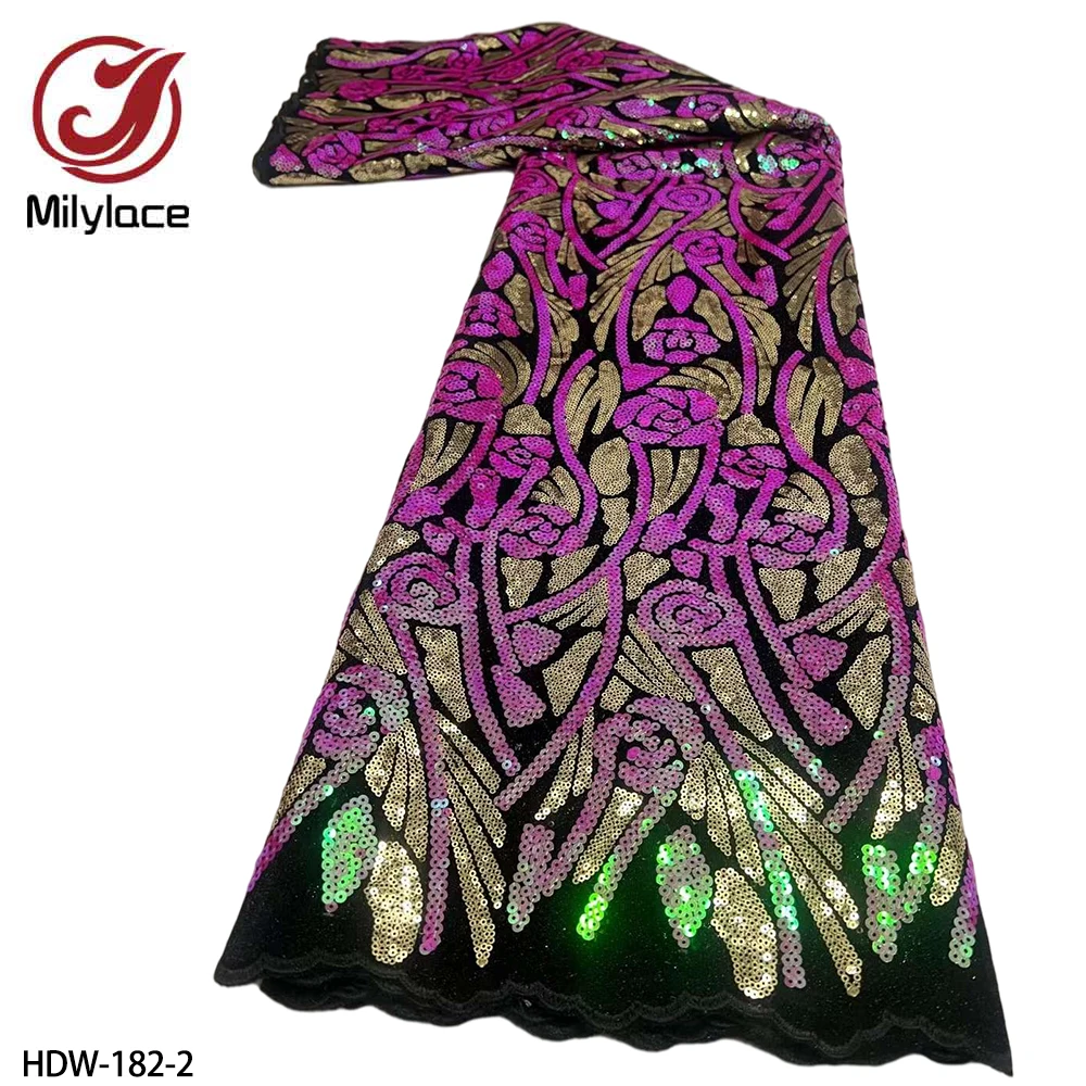 

Fashion French Tulle Lace Fabric 2022 High Quality African Net Laces with Sequins for Nigerian Wedding Fabric Lace HDW-182