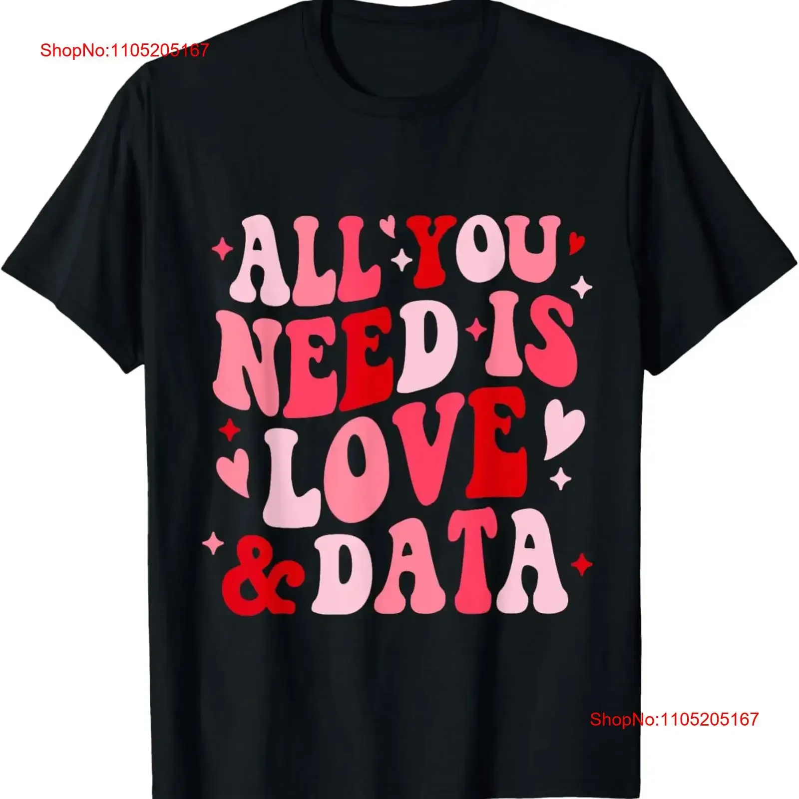 Фото All You Need Is Love and Data Teacher Groovy Футболка на День святого Валентина винтажный стираный топ для повседневной носки Мягкий слегка повседневный №1