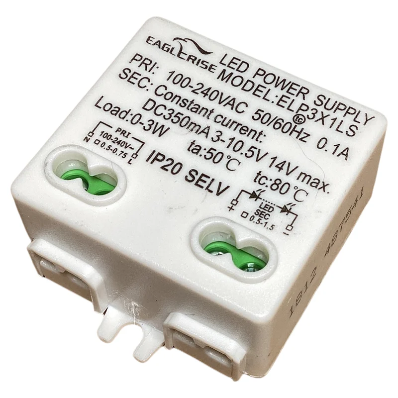 Фото Блок питания Eaglerise Mini Square 100-240В 1-3Вт с постоянным током для светодиодов ELP3X1LS 350мА 3-10.5В №1