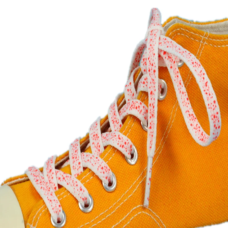 

Coolstring 7MM Flat Laces Black Red Spray Spot Printing Shoelaces Art Inkjet Cord Bulk Order With Custom Private Label sznurówki