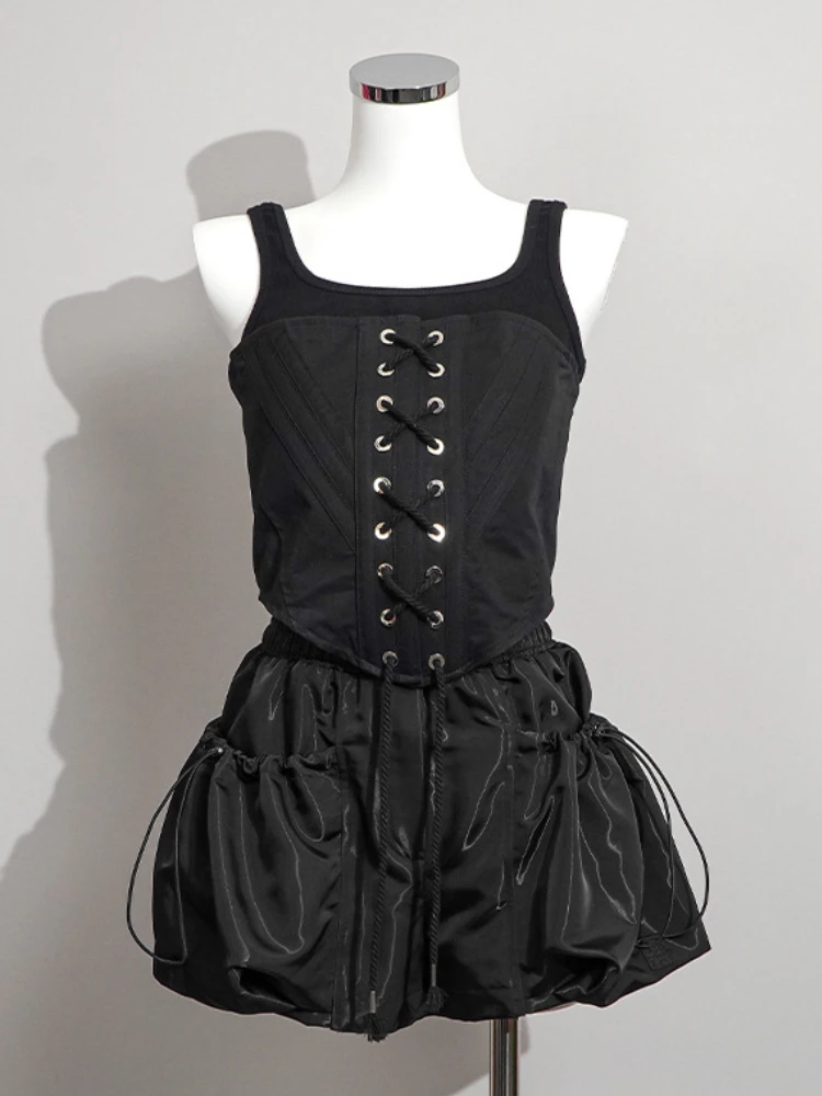 

Женский уличный корсет на шнуровке, привлекательный укороченный топ с открытой спиной, жилет, майка высокого качества, весна-лето 2023