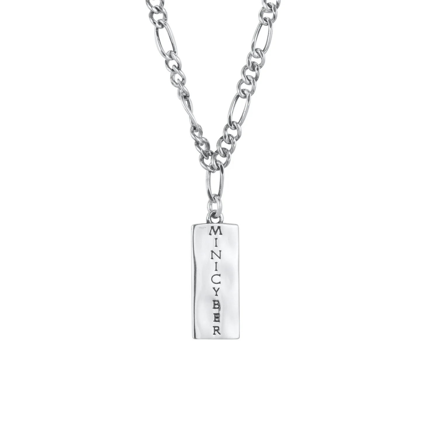

SVN3 Rectangle Pendant with Cuban Chain, Black Silver Color Stainless Steel Casual Neck Collar