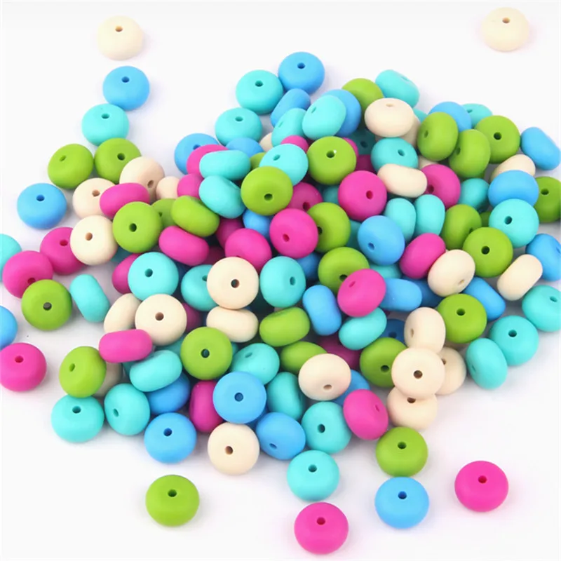 

Chengkai 50pcs 14*8mm BPA Free Silicone Lentil Teether Beads DIY Baby Pacifier Abacus Chewing Jewelry Sensory Necklace Toy Bead