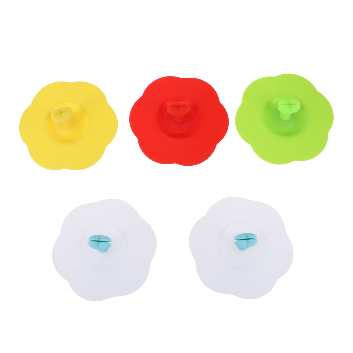 

5pcs Heart Plum Blossom Silicone Cup Lids Safe Practical Cup Covers (Mixed Color)