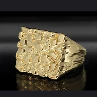 fashion gold color geometric square pattern rings for men women new fashion mens ring wedding party jewelry anniversary gift