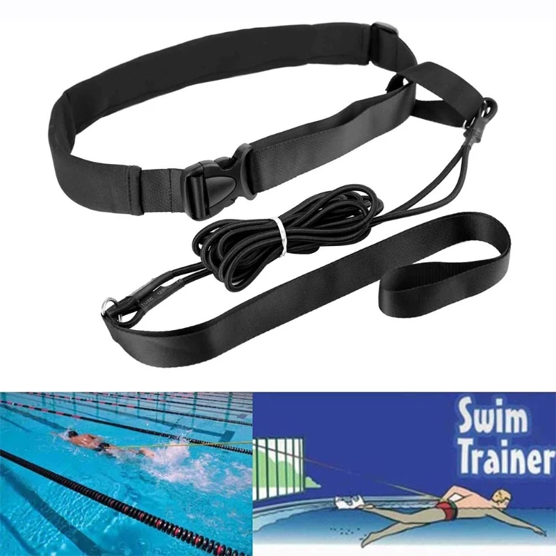 2m Pool Swim Training Leash Swimming Training Elastic Belt Resistance Tether Adults Kids Exerciser Safety Rope Set