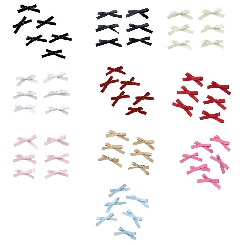 

6pcs Mini Bowknot Shape Hairpins Hot Girls Ribbon Bowknot Hair Clip Makeup Hair Clip for Woman Ponytail Hair Clip