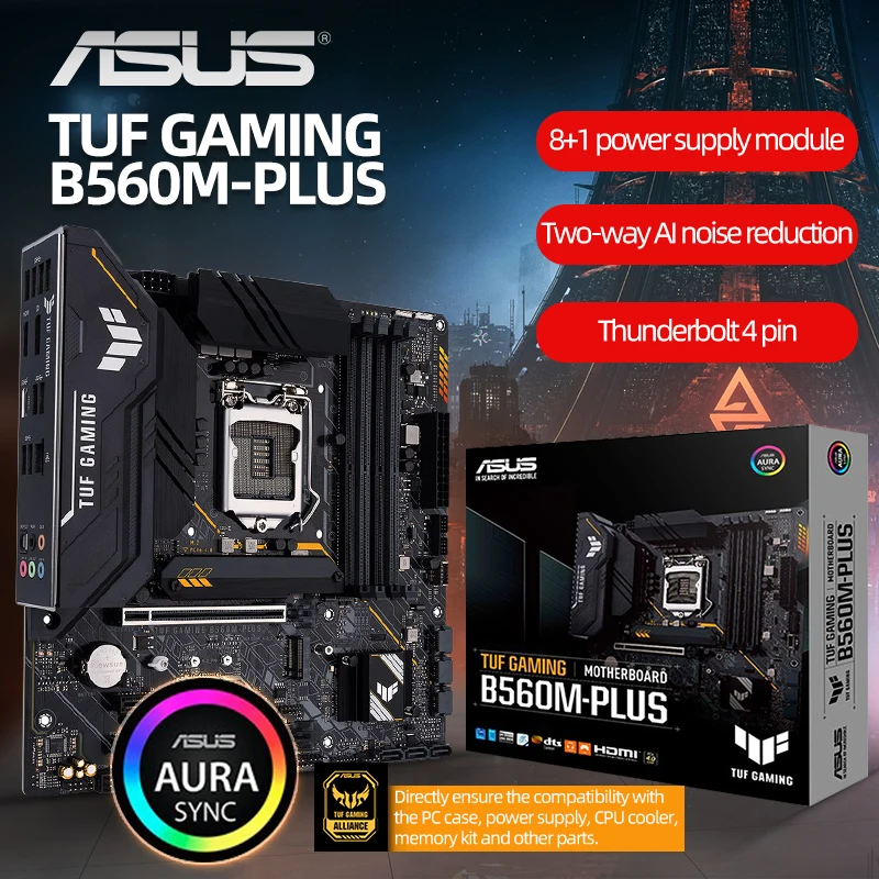 

ASUS Новый TUF GAMING B560M PLUS материнская плата Micro-ATX DDR4 комплект Intel B560 5000 +(OC) 128G поддержка процессора Intel аксессуары для процессора