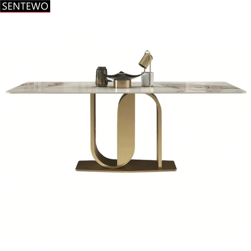 Роскошный набор из каменной плиты обеденный стол 4 стула металлический титановый