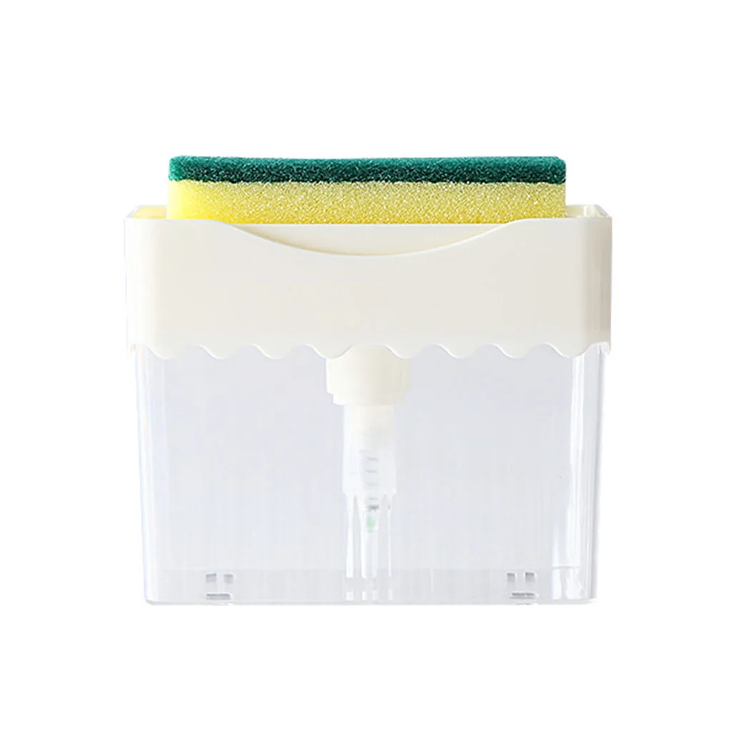 

Press Hand Pump Soap Dispenser Sponge Holder 2 in 1 for Kitchen Sink Dish Washing Detergent
